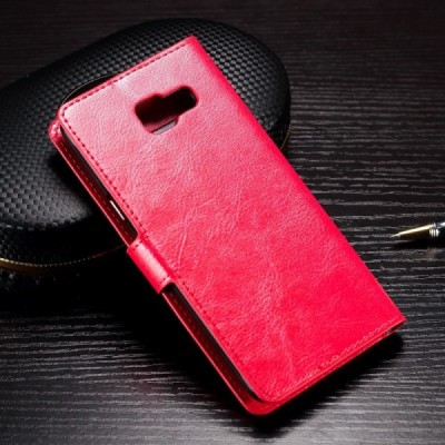 Samsung Galaxy A3 2016 (A310) atvēramais ādas sarkans maciņš (maks) / Vacins.lv