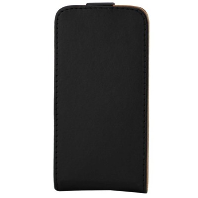 Samsung Galaxy A3 2016 (A310) klasisks ādas vertikāli atvēramais melns maciņš / Vacins.lv