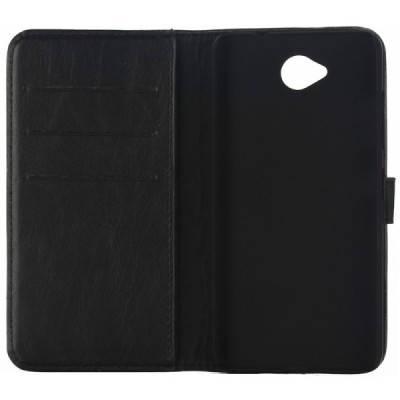 Microsoft Lumia 650 atvēramais ādas melns retro maciņš (maks) / Vacins.lv