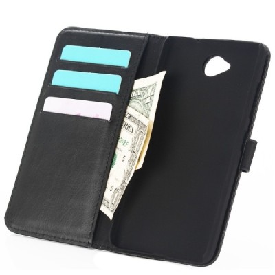 Microsoft Lumia 650 atvēramais ādas melns retro maciņš (maks) / Vacins.lv