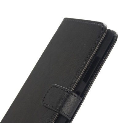 Microsoft Lumia 650 atvēramais ādas melns retro maciņš (maks) / Vacins.lv