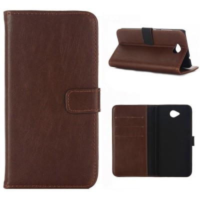 Microsoft Lumia 650 atvēramais ādas tumši brūns retro maciņš (maks) / Vacins.lv