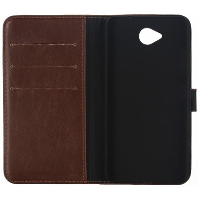 Microsoft Lumia 650 atvēramais ādas tumši brūns retro maciņš (maks) / Vacins.lv