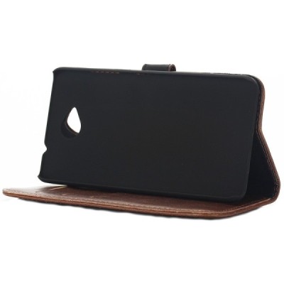 Microsoft Lumia 650 atvēramais ādas tumši brūns retro maciņš (maks) / Vacins.lv