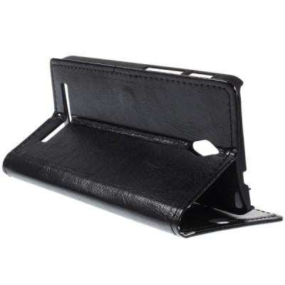 Asus Zenfone C 4.5 (ZC451CG) atvēramais ādas melns maciņš (maks) / Vacins.lv