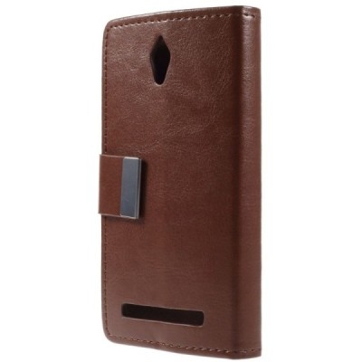 Asus Zenfone C 4.5 (ZC451CG) atvēramais ādas brūns maciņš (maks) / Vacins.lv