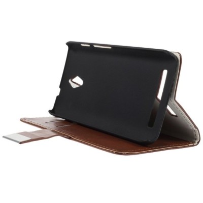 Asus Zenfone C 4.5 (ZC451CG) atvēramais ādas brūns maciņš (maks) / Vacins.lv