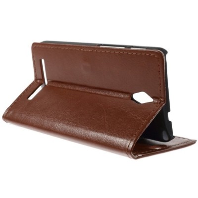 Asus Zenfone C 4.5 (ZC451CG) atvēramais ādas brūns maciņš (maks) / Vacins.lv