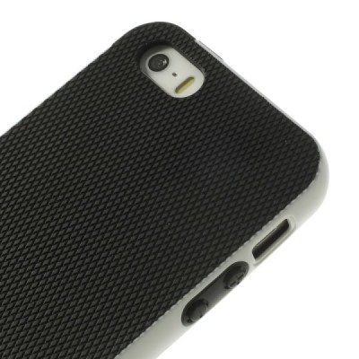 Apple iPhone 5 (5s, SE) „Walnutt“ cieta silikona melns apvalks apmales baltā krāsā / Vacins.lv