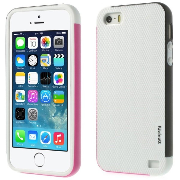 „Walnutt“ kieto silikono dėklas - baltas / juodas (iPhone 5 / 5S / SE 2016)