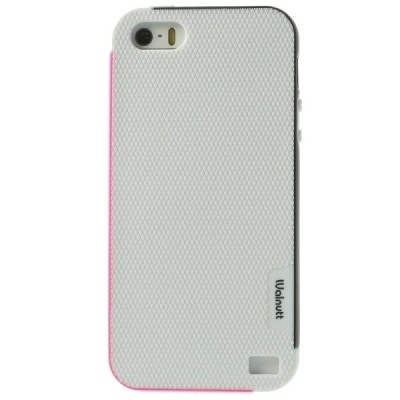 Apple iPhone 5 (5s,SE) „Walnutt“ kieto silikono baltas dėklas juodais apvadais / Priedai.lt