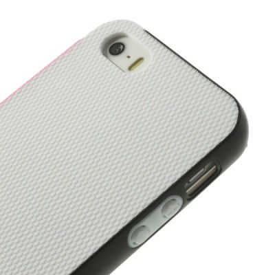 Apple iPhone 5 (5s,SE) „Walnutt“ kieto silikono baltas dėklas juodais apvadais / Priedai.lt