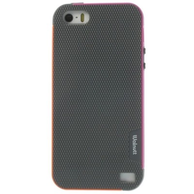 Apple iPhone 5 (5s,SE) „Walnutt“ kieto silikono pilkas dėklas rožiniais apvadais / Priedai.lt