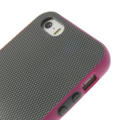 Apple iPhone 5 (5s,SE) „Walnutt“ kieto silikono pilkas dėklas rožiniais apvadais / Priedai.lt