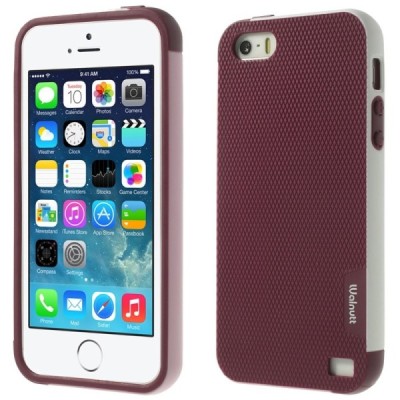 Apple iPhone 5 (5s,SE) „Walnutt“ kieto silikono bordo dėklas baltais apvadais / Priedai.lt
