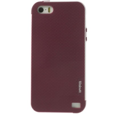 Apple iPhone 5 (5s,SE) „Walnutt“ kieto silikono bordo dėklas baltais apvadais / Priedai.lt