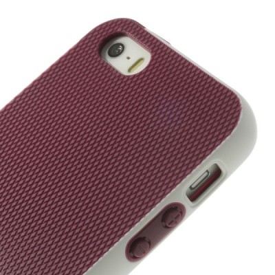 Apple iPhone 5 (5s,SE) „Walnutt“ kieto silikono bordo dėklas baltais apvadais / Priedai.lt