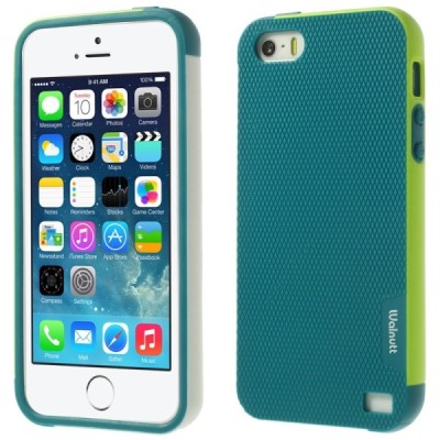 Apple iPhone 5 (5s,SE) „Walnutt“ kieto silikono tamsiai žalias dėklas šviesiai žaliais apvadais / Priedai.lt