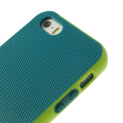 Apple iPhone 5 (5s,SE) „Walnutt“ kieto silikono tamsiai žalias dėklas šviesiai žaliais apvadais / Priedai.lt