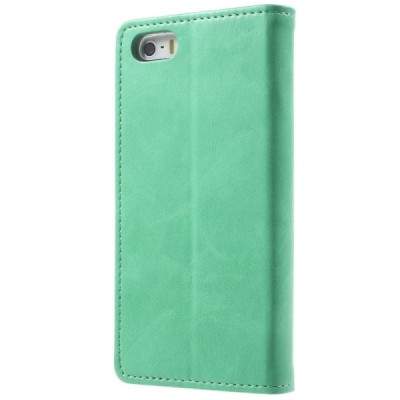 Mercury Blue Moon atverčiamas Apple iPhone SE (5, 5s) mėtinis odinis dėklas - piniginė / Priedai.lt