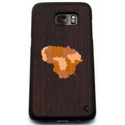 Samsung Galaxy S7 Edge (G935) „Crafted Cover“ Lietuva natūralaus medžio dėklas (tamsus medis) / Priedai.lt