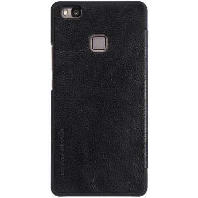 Prabangus „Nillkin“ Qin serijos juodas odinis atverčiamas Huawei P9 Lite dėklas - knygutė / Priedai.lt