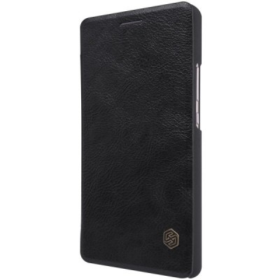 Prabangus „Nillkin“ Qin serijos juodas odinis atverčiamas Huawei P9 Lite dėklas - knygutė / Priedai.lt