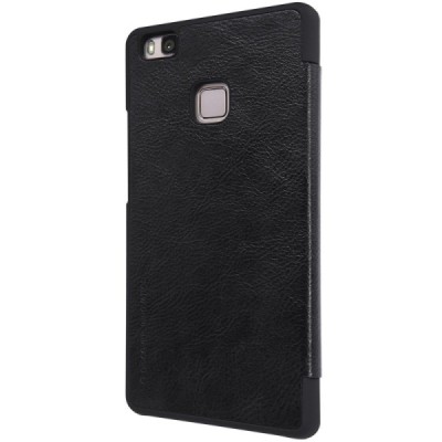 Prabangus „Nillkin“ Qin serijos juodas odinis atverčiamas Huawei P9 Lite dėklas - knygutė / Priedai.lt