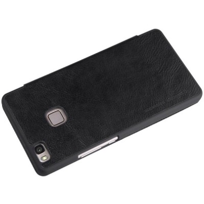 Prabangus „Nillkin“ Qin serijos juodas odinis atverčiamas Huawei P9 Lite dėklas - knygutė / Priedai.lt