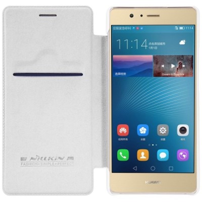 Prabangus „Nillkin“ Qin serijos baltas odinis atverčiamas Huawei P9 Lite dėklas - knygutė / Priedai.lt