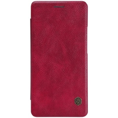 Prabangus „Nillkin“ Qin serijos raudonas odinis atverčiamas Huawei P9 Lite dėklas - knygutė / Priedai.lt