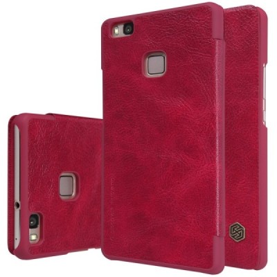 Prabangus „Nillkin“ Qin serijos raudonas odinis atverčiamas Huawei P9 Lite dėklas - knygutė / Priedai.lt