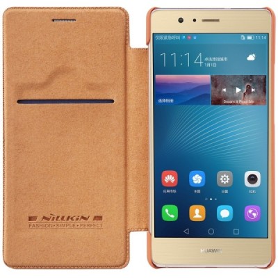 Greznais „Nillkin“ Qin sērijas ādas atvērams brūns Huawei P9 Lite maciņš / Vacins.lv