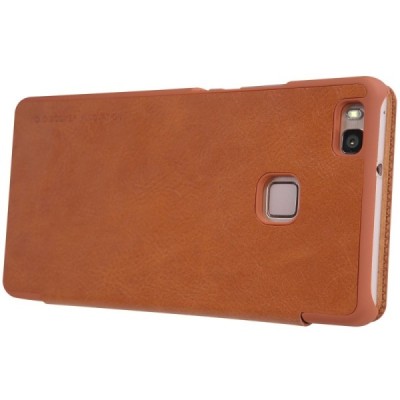 Greznais „Nillkin“ Qin sērijas ādas atvērams brūns Huawei P9 Lite maciņš / Vacins.lv