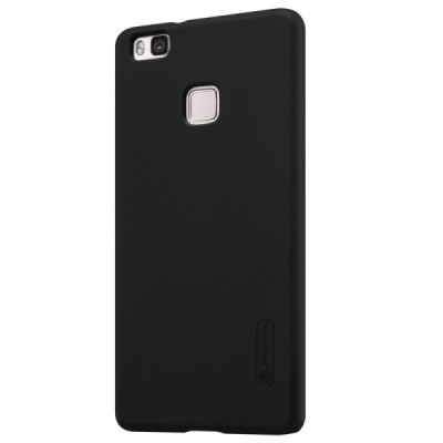 Huawei P9 Lite Nillkin Frosted Shield juodas plastikinis dėklas + apsauginė ekrano plėvelė / Priedai.lt