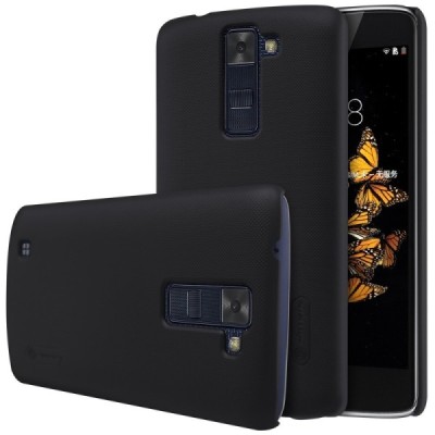 LG K8 (K350N) Nillkin Frosted Shield juodas plastikinis dėklas + apsauginė ekrano plėvelė / Priedai.lt