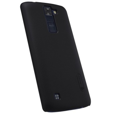LG K8 (K350N) Nillkin Frosted Shield juodas plastikinis dėklas + apsauginė ekrano plėvelė / Priedai.lt