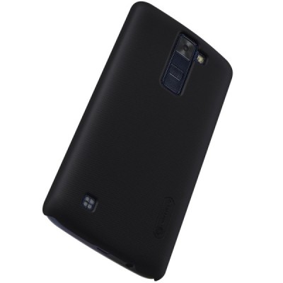 LG K8 (K350N) Nillkin Frosted Shield juodas plastikinis dėklas + apsauginė ekrano plėvelė / Priedai.lt