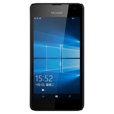 Microsoft Lumia 550 Nillkin Frosted Shield melns plastmasas apvalks + ekrāna aizsargplēve / Vacins.lv