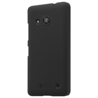 Microsoft Lumia 550 Nillkin Frosted Shield melns plastmasas apvalks + ekrāna aizsargplēve / Vacins.lv