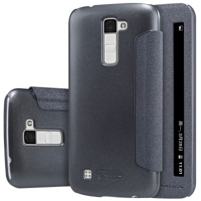 LG K10 (K420N) „Nillkin“ Sparkle atvēramais pelēks maciņš / Vacins.lv