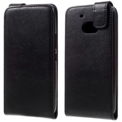 HTC 10 (M10 Lifestyle) klasikinis vertikaliai atverčiamas juodas odinis dėklas / Priedai.lt