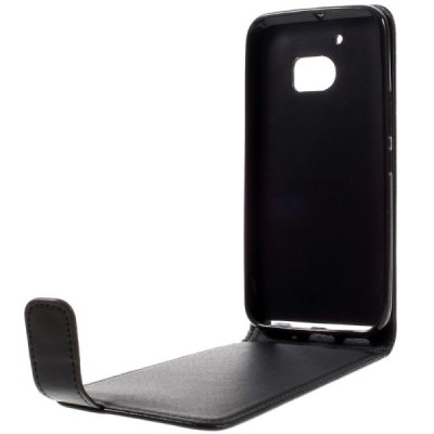 HTC 10 (M10 Lifestyle) klasikinis vertikaliai atverčiamas juodas odinis dėklas / Priedai.lt