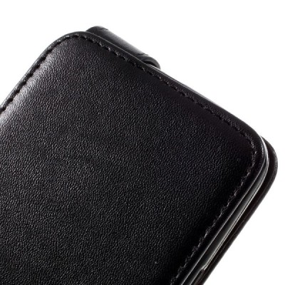 HTC 10 (M10 Lifestyle) klasikinis vertikaliai atverčiamas juodas odinis dėklas / Priedai.lt
