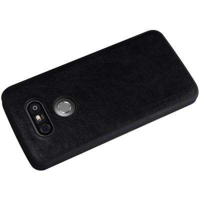 Prabangus „Nillkin“ Qin serijos juodas odinis atverčiamas LG G5 (H850) dėklas / Priedai.lt