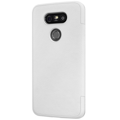 Greznais „Nillkin“ Qin sērijas ādas atvērams balts LG G5 (H850) maciņš / Vacins.lv