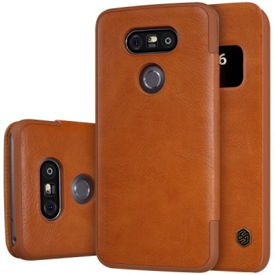 Prabangus „Nillkin“ Qin serijos rudas odinis atverčiamas LG G5 (H850) dėklas / Priedai.lt