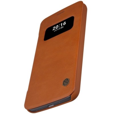 Prabangus „Nillkin“ Qin serijos rudas odinis atverčiamas LG G5 (H850) dėklas / Priedai.lt