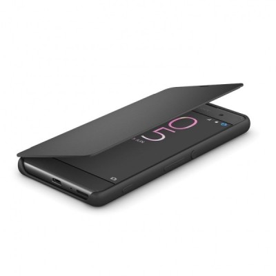Oficialius Sony Xperia XA Style Cover Flip juodas atverčiamas dėklas SCR54 / Priedai.lt