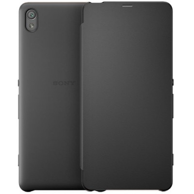 Oficialius Sony Xperia XA Style Cover Flip juodas atverčiamas dėklas SCR54 / Priedai.lt